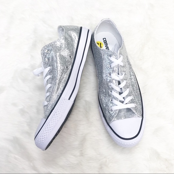 silver sparkle converse